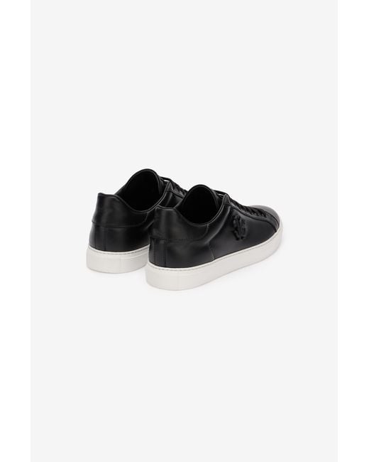 Roberto Cavalli Black Sneaker With Embossed Monogram Rc for men