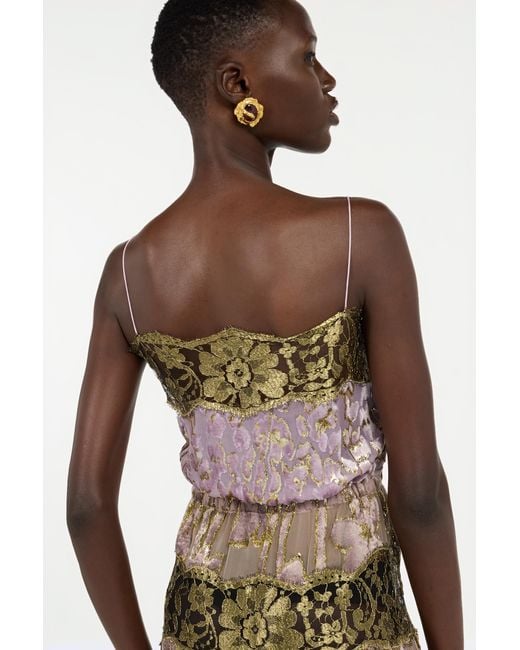 Roberto Cavalli White Nude And Lilac Dress With Floral Pattern