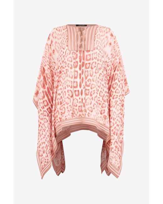 Roberto Cavalli Pink Jaguar Print Kaftan