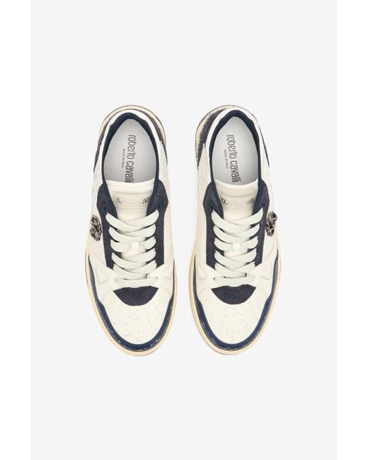 Roberto Cavalli Multicolor Sneakers With Inserts And Mirror Snake Monogram for men