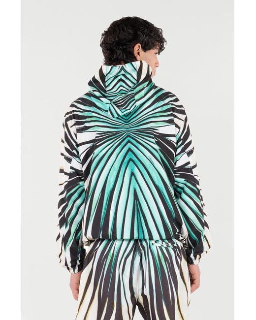 Roberto Cavalli Green Ray Of Sea Print Bomber for men