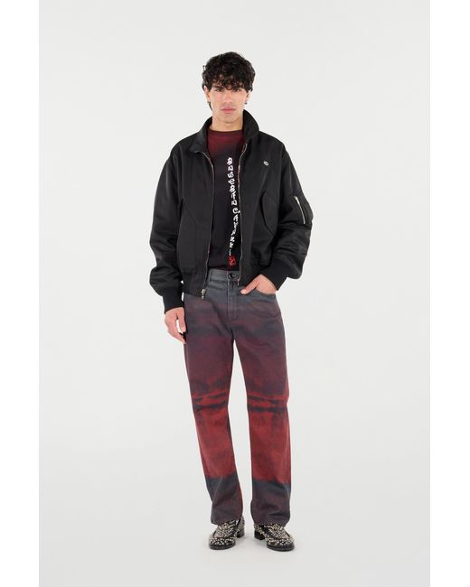 Roberto Cavalli Red Jeans With A Mottled Print Effect for men
