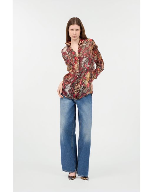 Roberto Cavalli Red Shirt With Python Print