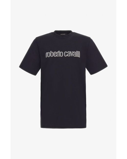 Roberto Cavalli Blue Logo T-Shirt for men