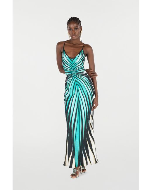 Roberto Cavalli Ray Of Sea Print Silk Maxi Dress in Blue | Lyst