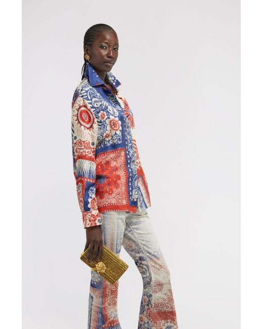 Bolso De Mano Clutch Roar Con Cristales Roberto Cavalli de color Green