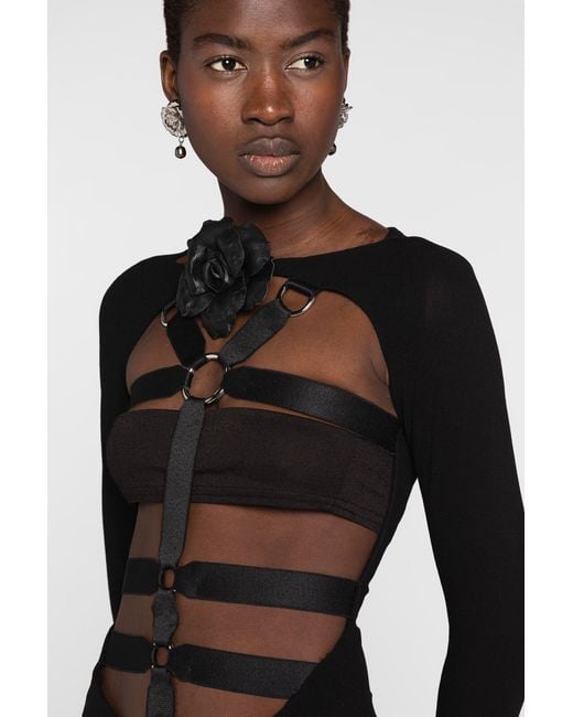 Roberto Cavalli Black Harness Maxi Dress