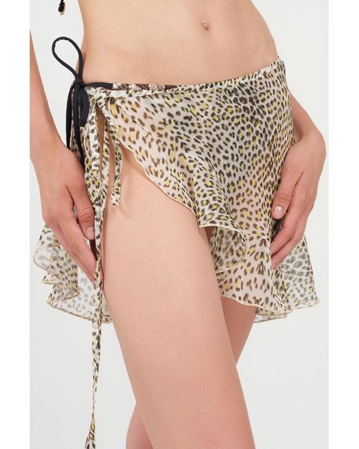Roberto Cavalli White Baby Jaguar Print Silk Pareo