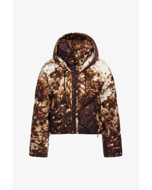 Roberto Cavalli Brown Appaloosa Print Puffer Jacket