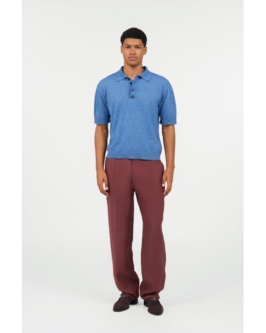 Roberto Cavalli Blue Knit Polo Shirt With Embroidered Logo for men