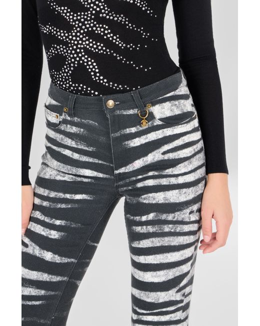 Roberto Cavalli Black Hose Mit Print Zebra