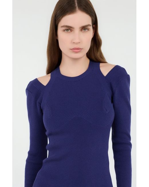 Roberto Cavalli Blue Shoulder Cut-Out Sweater