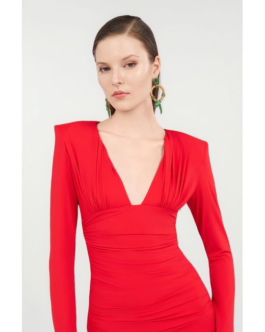 Roberto Cavalli Red Draped Mini Dress