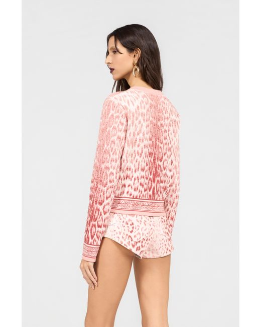 Roberto Cavalli Pink Jaguar Cardigan