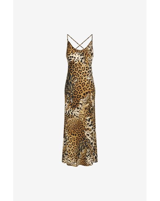 Roberto Cavalli Metallic Jaguar Skin Print Lingerie Dress
