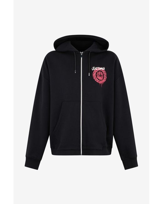Roberto Cavalli Black Hoodie Sweatshirt With Logo for men