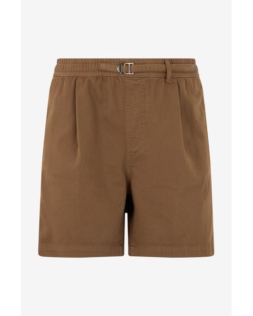 Shorts Marrones De Algodón Con Cinturón Roberto Cavalli de hombre de color Natural