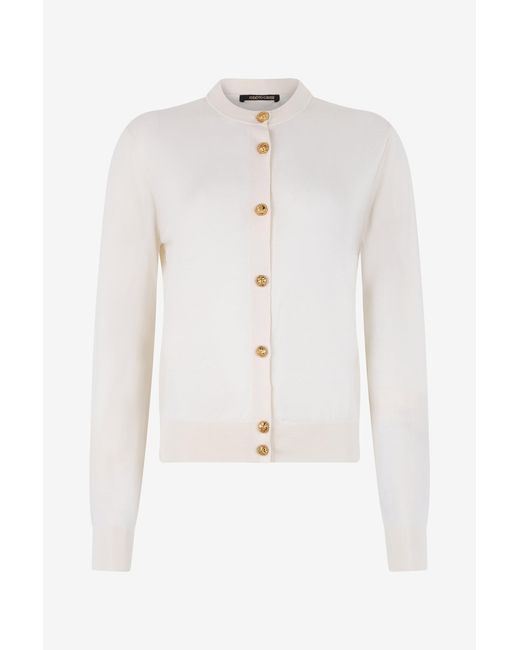 Roberto Cavalli White Wool Blend Cardigan