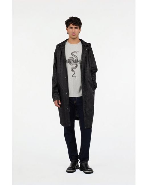 Roberto Cavalli Black Caban With Rc Monogram All Over for men