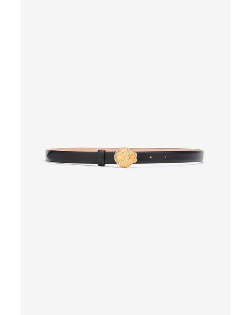 Roberto Cavalli White Leather Belt With Shell Buckle