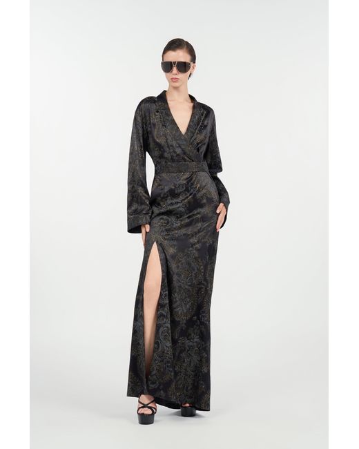 Roberto Cavalli Black Ornamental Silk Kimono Dress