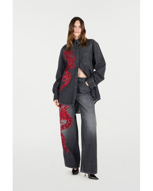 Roberto Cavalli Multicolor Jeans With Embroidery And Sequins