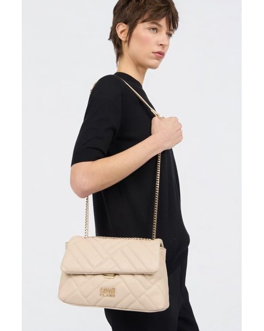 Roberto Cavalli Natural Quilted Shoulder Bag