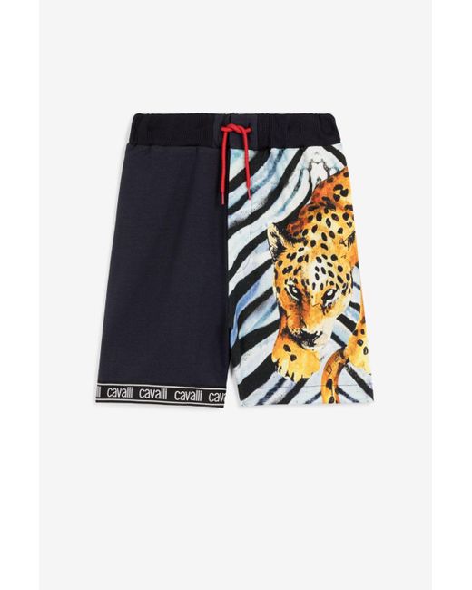 Roberto Cavalli Black Shorts mit zebra- und jaguar-print