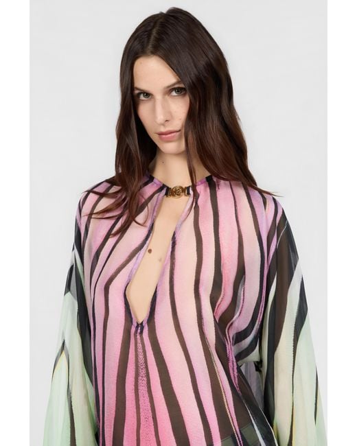 Roberto Cavalli Pink Ray Of Paradise Print Kaftan