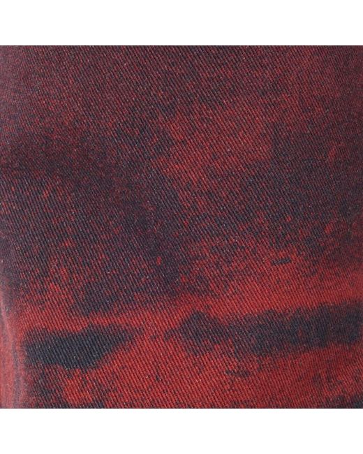 Roberto Cavalli Red Jeans With A Mottled Print Effect for men