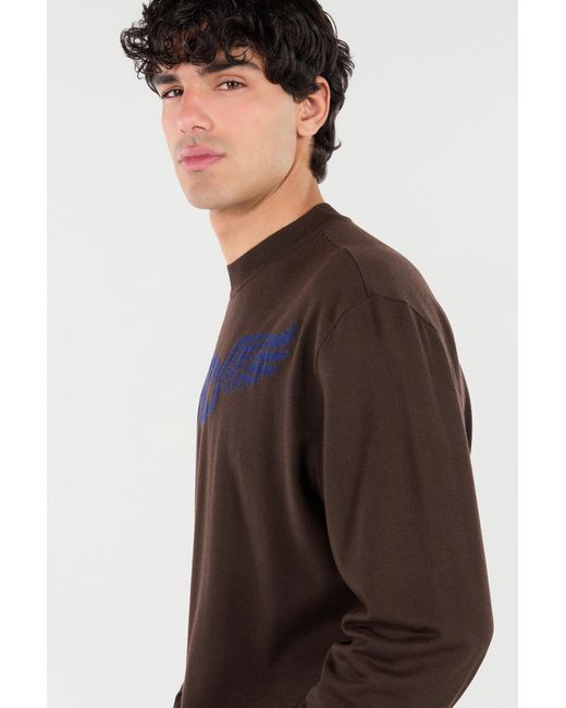 Roberto Cavalli Brown Wool Sweater With Winged Logo for men