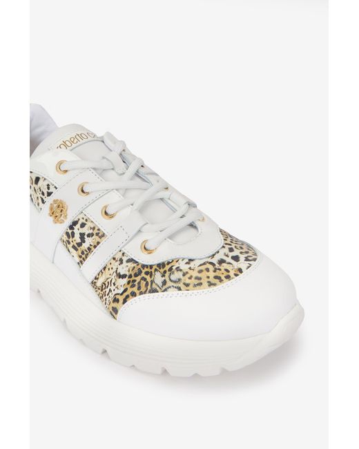 Roberto Cavalli Multicolor And Jaguar Sneakers With Logo