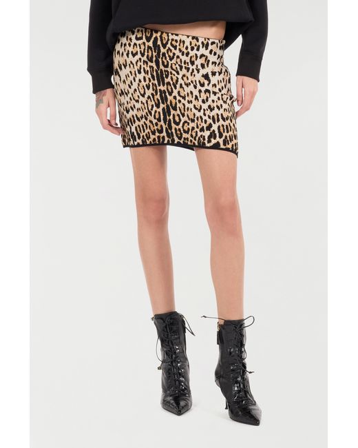 Roberto Cavalli Black Miniskirt With Jaguar Skin Print