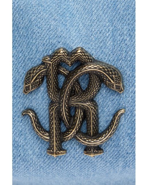 Roberto Cavalli Blue Bag With Mirror Snake Monogram