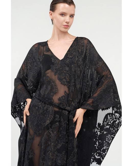 Roberto Cavalli Black Sheer Silk Kaftan