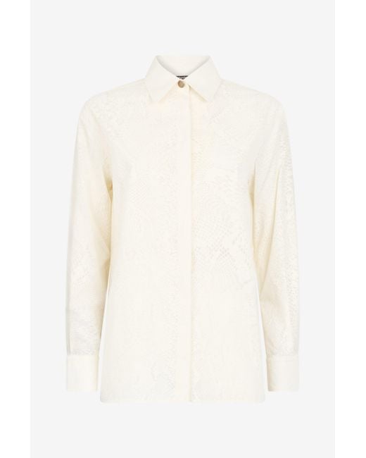 Roberto Cavalli White Python-Print Shirt