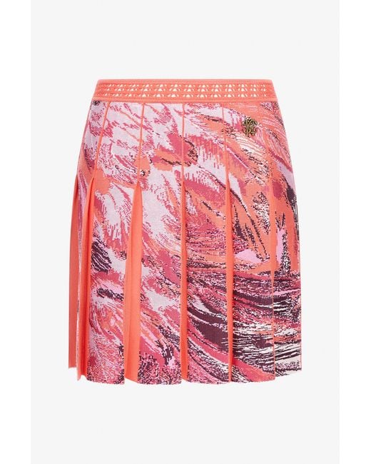Roberto Cavalli Pink Plumange Print Mini Skirt