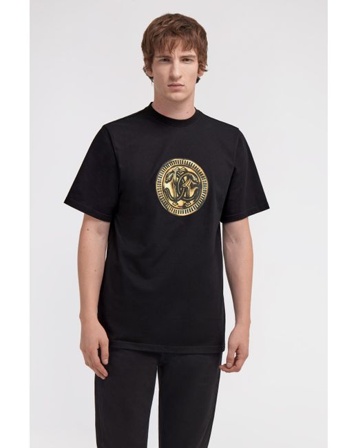 Roberto Cavalli Black T-Shirt With Printed Logo for men
