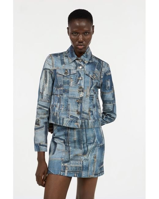 Roberto Cavalli Blue Patchwork Capsule Collection Denim Jacket