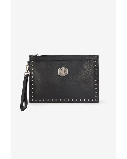 Roberto Cavalli Black Flat Clutch With Studs for men