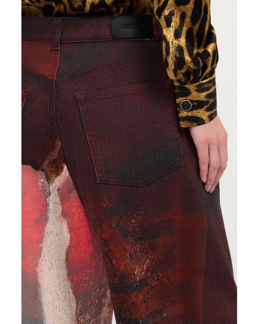 Roberto Cavalli Red Faded-Dye Effect Denim Jeans