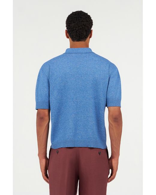 Roberto Cavalli Blue Knit Polo Shirt With Embroidered Logo for men