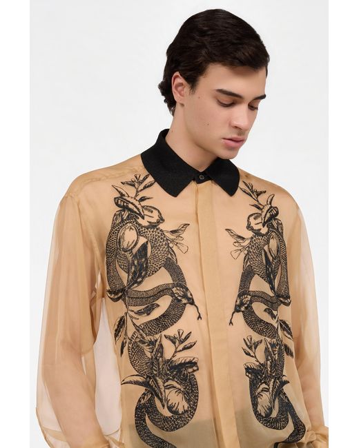 Roberto Cavalli Natural Shirt With Snakes for men