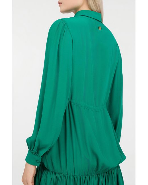 Roberto Cavalli Green Dress Mini With Drawstring Waist