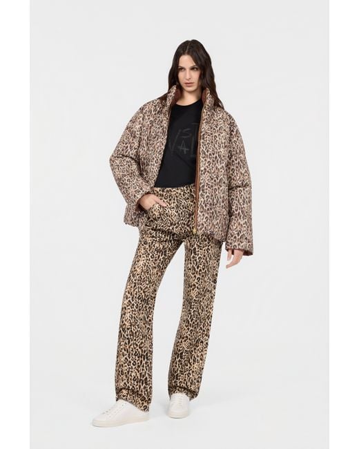 Roberto Cavalli Brown Reversible Leopard Print Puffer Jacket