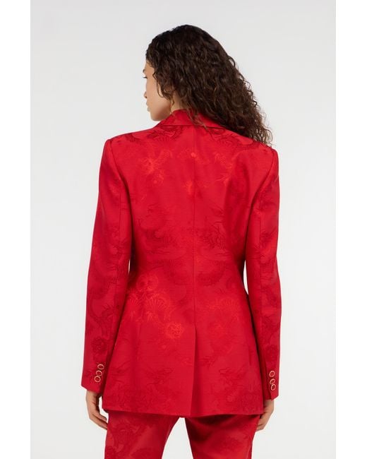 Roberto Cavalli Red Dark Jacket With Dragon Motif