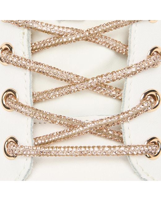 Roberto Cavalli White Sneakers Mit Schnürung Und Strass