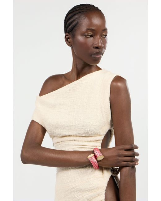 Roberto Cavalli Pink Enameled Scales Wrap Bracelet