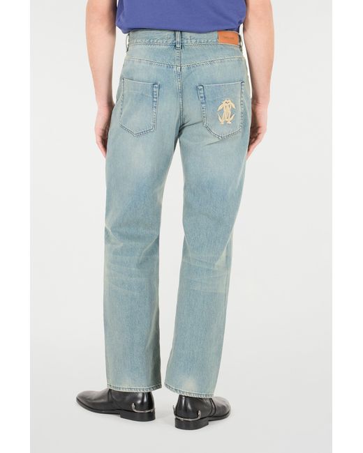 Roberto Cavalli Blue Sandblasted-Effect Jeans for men
