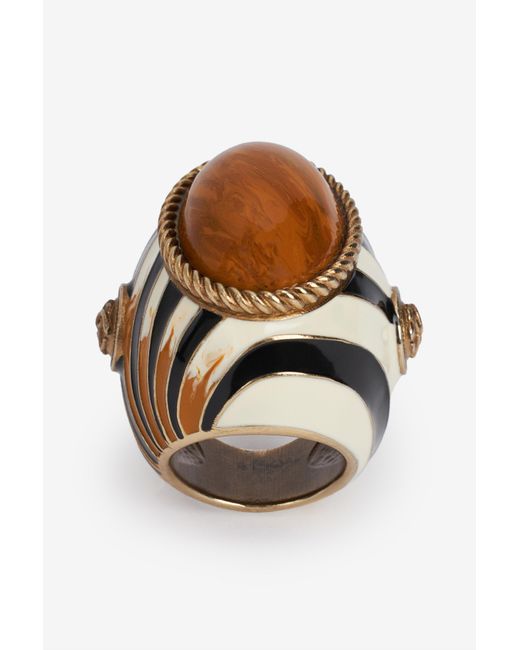 Roberto Cavalli Black Enameled Metal Ring